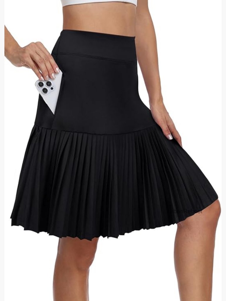 Pleated Golf Skort With Pockets Knee Length Athletic Skirt For Women